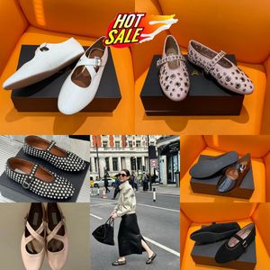 Mit Box Designer Sandale Ballett Slipper Slider Flat Dressing Schuhe Tanz Frauen runden Zehen Strassbootschuhe Nieten Schnalle Schuhe Größe 35-40 Gai