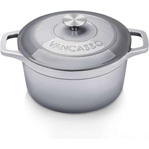 バンカッソラウンドダッチオーブン9.3 QT-ベーキング用の楕円形のエナメルコーティング鋳鉄鍋 - 赤 - ゆっくりした調理と焙煎に最適