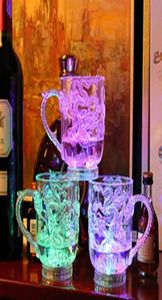 Mugs LED Dragon Cup Glowing Glass Wine Beer Flashing Light Mug Coffee Milk Tea Whisky Bar Travel Gift3884181