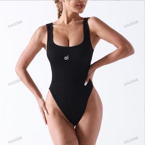 2024 AL Jumpsuit sexy ribbed sleeveless square neckline tank top abdominal tightening and body shaping yoga threaded sports fitness lingerie skin close bralette
