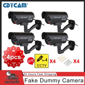 Sistem cdycam plastik sahte cctv kukla kamera kurşun su geçirmez gözetim güvenlik sistem kamera yanıp sönen kırmızı LED 1/2/4pcs