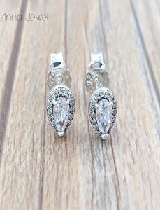 Authentische 100% 925 Sterling Silber Radiant Teardrops Clear CZ Stud Ohrringe mit klarem CZ passt europäisch 2296252CZ9203690