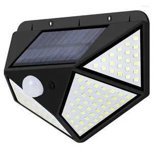 벽 램프 -따뜻한 흰색 128 LED 태양 광 발전 운동 센서 실외 조명 방수 정원 야드