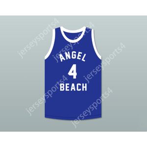 Anpassad Pee Wee Morris 4 Angel Beach Gators Blue Basketball Jersey Porky's Revenge All Stitched Size S M L XL XXL 3XL 4XL 5XL 6XL Top Quality