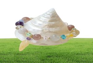 Luxury Yellow Jade Leaf Rutilated QuartzcitrineAmethystSstrawberry Crystal Pärlor Strand Armband Kvinnor Fina smycken YBR3364353375