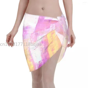 Özet sanat kadın plaj örtbas sargı şifon mayo pareo sarong giymek renkli modern bikinis örtbaslar etek mayo