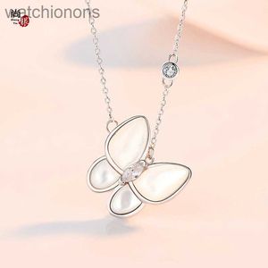 Luxury Top Grade Vancellelfe Brand Designer Halsband S925 Silver White Fritillaria Butterfly Necklace Womens Simple High Quality Jeweliry Gift