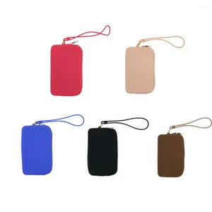 Sacchetti di stoccaggio portafoglio rettangolare serratura impermeabile corda porta borse per telefono cellulare cuffie braccialetti marrone