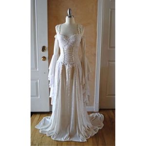 Lace Wedding Dresses Medieval A Line For Women Flare Long Sleeves Vintage Renaissance Cletic Bridal Gowns Corset Plus Size Bride Dress 2024