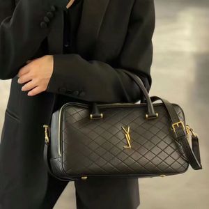 リヤボウリングボールデザイナートートバッグYSLBAGSボストンバッグブラックダブルジッパーデザイナー女性クロスボディバッグ23SSチェック旅行ハンドバッグレトロカップルバッグ