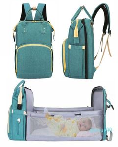 Bebek seyahat için katlanır yatak ile büyük mum mumya hamile bebek bezi çantaları mom için açık sırt çantası değiştiren bebek arabası el çantası 4887128