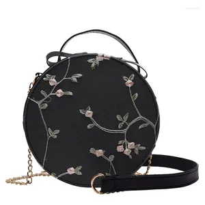 Shoulder Bags Bag Sweet Lace Round Handbags For Girls Female Small Fresh Flower Chain PU Leather Women Crossbody