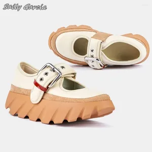Casual Shoes Mary Jane Mixed Color Mid Heel Vulcanized Pumps 2024 All-Match Buckle Strap Shallow Round Toe Tjock-sula