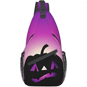 Backpack Halloween Pumpkins Impresso Sling Bag Cross Chest Chest Fashion Viagem Caminhando ombro de ombro ao ar livre