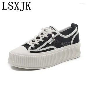 Casual Shoes LSXJK Woman Spring Summer 2024 Lace Fisherman's Women's Muffin Platform Thick Sole Mesh Breattable Sneakers