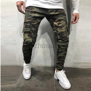 Jeans masculinos Moda de moda camuflagem Camuflagem de jovens Personalidade Slim Trends Troushers Spring e outono Cargo 2022 Novas calças D240417