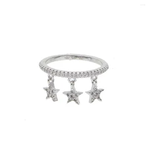Anelli a cluster Sdzstone in ottone argento colorato stacks star di festa per donne dono di gioielli di marca originale