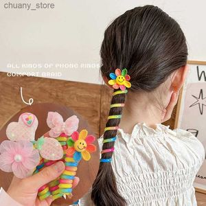 Bandos de borracha de cabelo Girls Linha telefônica Ponytail Stand BandBand Elastic Head Band Diy Bow Phone Phone corda reta Cabelo Y240417