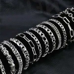 Bangle 316L Stainless Steel Cuban Chain Bracelet for Men Women Figaro Vintage Metal Viking Kpop Pulseras Emo Cute Luxury Jewelry GiftL240417
