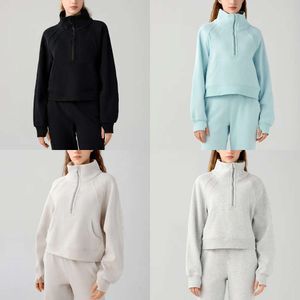 Tratt L_003 Halva zip -tröja i midjelängd Yoga Top värme Sweatshirts Women High Neck Hoodie S S S s