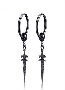 Stud Retro Black Cool Sword Orecchini Piercing per uomini Personalità non piercing Punk Fake Punk Jewelry13520601