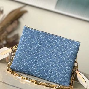 Designer Cousin Diagonal Cross Denim Style Handtasche Frauen Goldkette Einzelbeutel hochwertige Schultergurt Pochette Buchstabe Emed Wallet Wallet