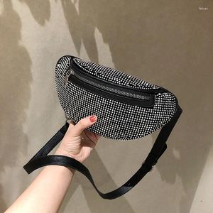 Shoulder Bags Small Black Bag Women's 2024 Chaohua Version Inserted With Diamond Waist And Breast