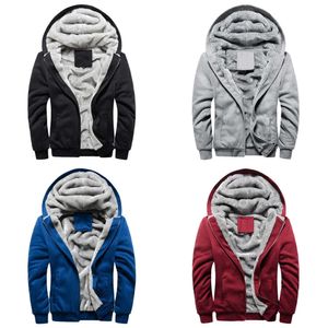 Men's Hoodies & Sweatshirts 2022 Men Winter Thick Warm Fleece Zipper Coat Sportwear Male Streetwear 4XL 5XL