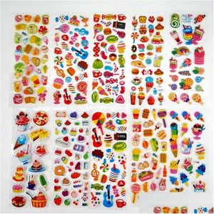 Barnens leksaks klistermärken 50 Sheets/Lot Mini Cartoon Puffy Children Dress Up Animal Fruit Classic Toys for Kids Girls School Teacher Reward DHMD9