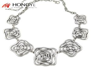 2020 Najnowsze naszyjniki Choker Fashion Women Silver Splated Flower Chunky Chunky Chains Square Naszyjnik dla żeńskiego Jewelr5526989