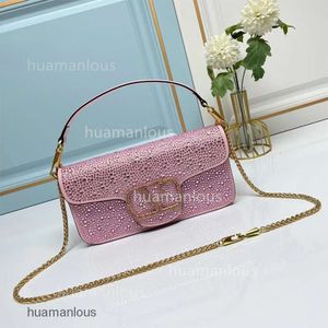 Loco New Designer Bolsa única Mulher 2024 Body Valens Tino Bags Vlogoo Handheld Crystal Evening Undermail Purse Diamond Womens Moda de ombro Straddle L806