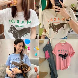 Wysokiej jakości mardi Sausage Dog krótkie rękawowe T-shirt dla kobiet i par luźnych bawełnianych okrągłych szyi