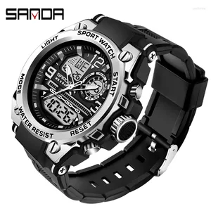 Zegarki męskie zegarki na rękę Sanda Top Style 50 m Waterproof Outdoor Sports Military Quartz Watch For Male LED Cyfrowe zegar na rękę