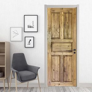 Adesivo per porte in legno retrò Vinyl PVC Poster Paleaper impermeabile decorativo per la casa camera da letto 240415