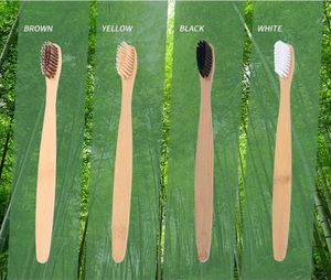 100pcs Kolorowa głowa bambusowa szczoteczka do zębów drewniana tęczowa bambus szczoteczki