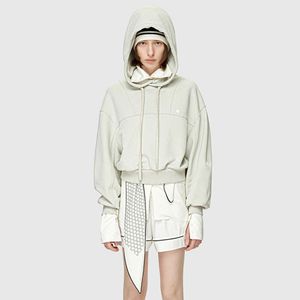 Low Classic Short Hoodie for Women with Hood and Loose Shoulder, Minimalist Pink Long Sleeved Top, Spring and Autumn New Styles