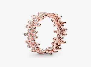 Lyxdesigner 18K Rose Gold Ring Original Box för 925 Silver Daisy Flower Ring Women Wedding Gift Jewelry Rings Sets9983658