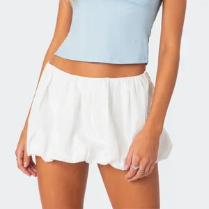 Röcke Gaono Women Mini Bubble Rock lässig Sommer Solid Color Elastic Taille A-Line für Beach Urlaubsclub Y2K Streetwear