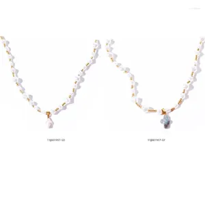 Pendant Necklaces E0BF Modern Crosses Neck Jewelry Individualized Pearls Beaded Neckchain Charm