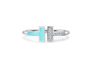 2022 Klasyczne podwójne pierścienie w kształcie litery otwierające 925 Srebrne pierścienie zespołu 11 z oryginalnymi logo modą biżuterię Ring7854040