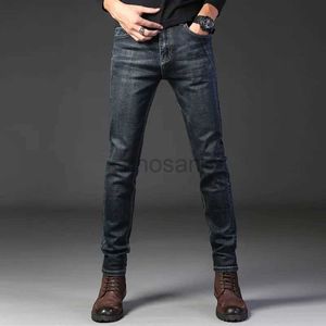 Mäns jeans Nya herrarna Vintersäsonger Regelbundna raka benbyxor Elastic Slim Fit Casual D240417