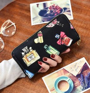 Plånbok plånbok kvinna spänne blixtlås långa plånböcker myntväska kort hållare kvinnlig tecknad tryck kvalitet koppling pengar väska läder 7289818716