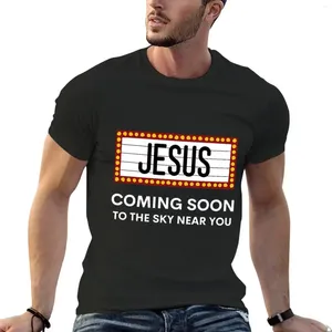 Мужские Полос Иисус скоро придет забавное христианское издание футболки, черные футболки для мужчин