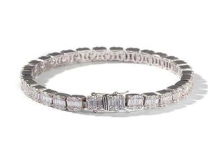 Hiphop Silver Square Diamond Bracelet Tenns Bracelet 7Inch 8Quotinch 86mmシミュレーションダイモンドバングルBraceles4933892