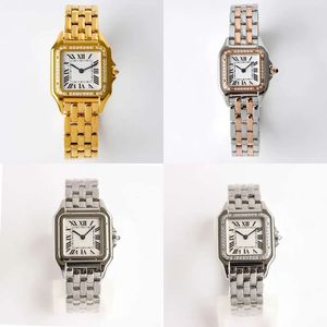 Fashion Women Watches Quartz Movement Sier Gold Dress Watch Lady Square Tank Stainless Steel Case Original Clasp Analog Casual Wristwatch Montre De Luxe Good