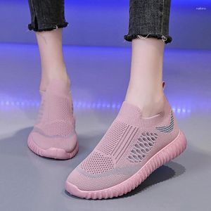 Casual Shoes Women's Vulcanized Flat Ladies Sticked Sneakers Slip-On Women Sock Loafers Walking Zapatillas Mujer