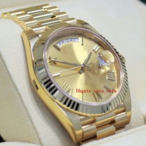 New Factory Version Counter quality watch 18K Yellow Gold Champagne Roman Dial Cal 3255 Movement Automatic ETA Diving Swimming Me283b