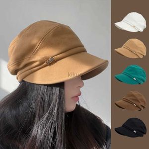Berets 2023 Nowe kobiety Newsboy Cabbie Beret Cap Plusz i gęsty zwykły kapelusz zimowy beret kobiety malarzowe czapki jesienne kapelusz rekreacyjny D240417