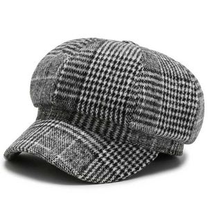 35h3 boinas panamal feminino houndstooth octogonal boina de pato pintor de língua chapéu de moda ao ar livre elegante e retro tap h114 boina gorras d24418