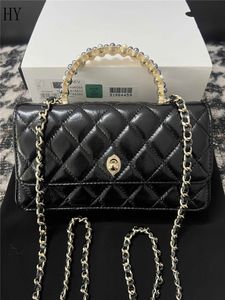 Designer Luxury MINI FLAP BAG WITH TOP HANDLE Black A96055 Crossbody Shoulder Bag Size:19cm 7A Best Quality